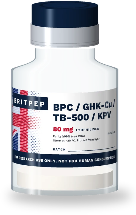 BPC-157 / GHK-Cu / TB-500 / KPV blend 80 mg research peptide vial